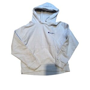 Champion Reverse Weave Hoodie Sweatshirt Light Beige Small Embroidered Logo